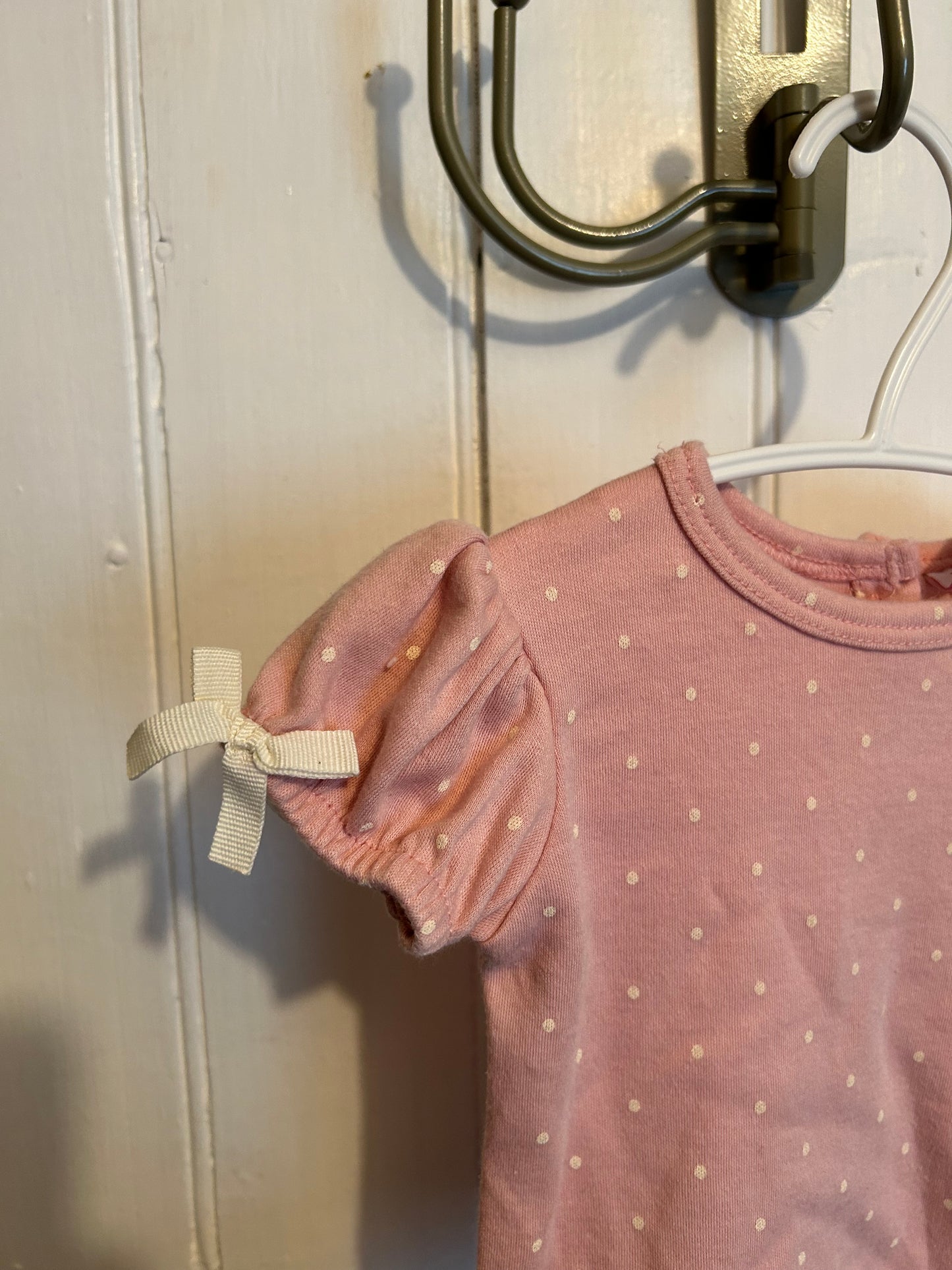 Little lass 3/6m pink polka dot tshirt