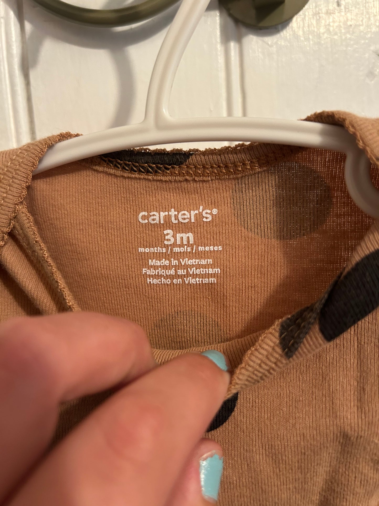 Carters 3m black & brown polka dot onesie