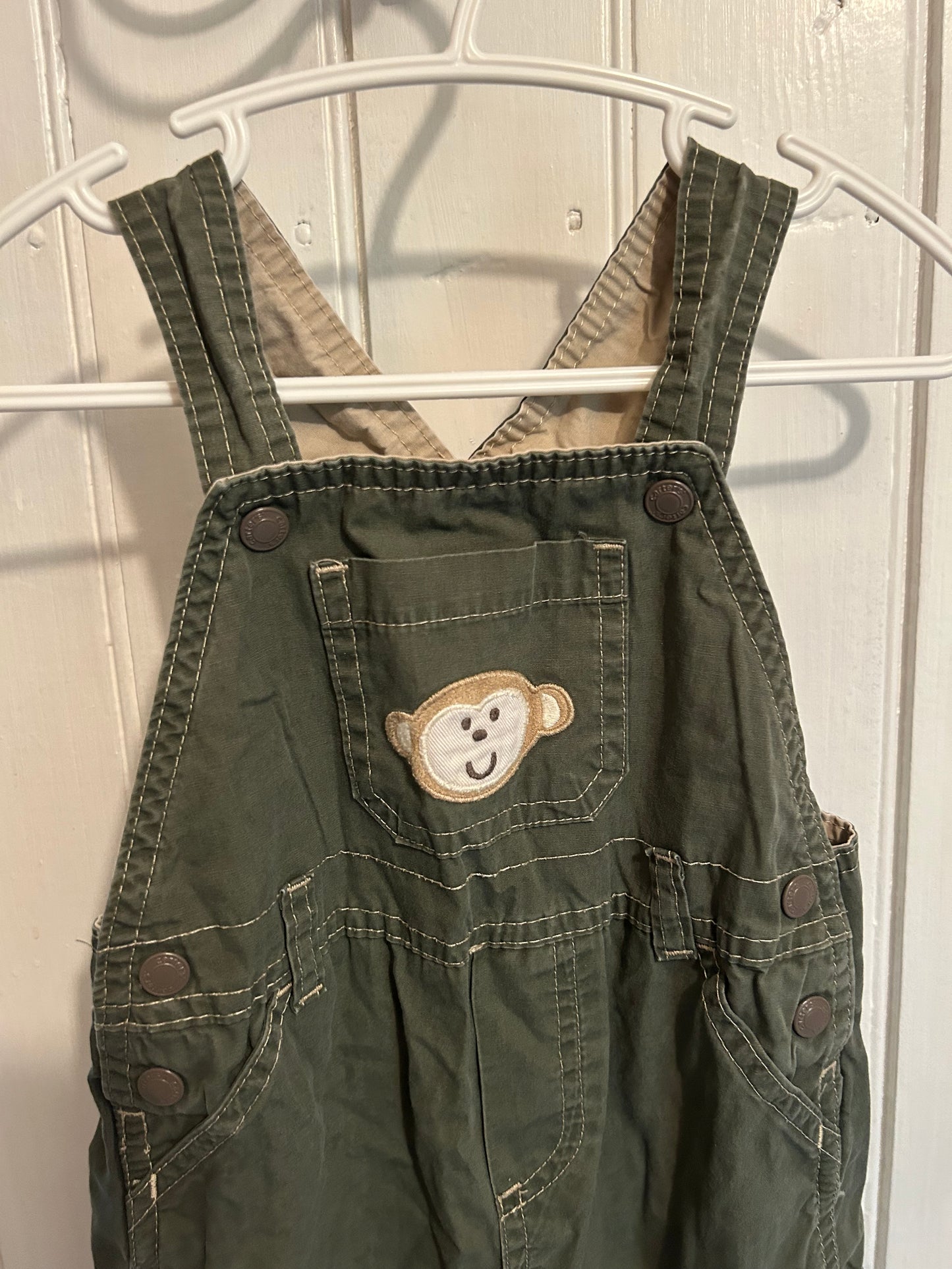 Carters 18m green monkey cargo overalls