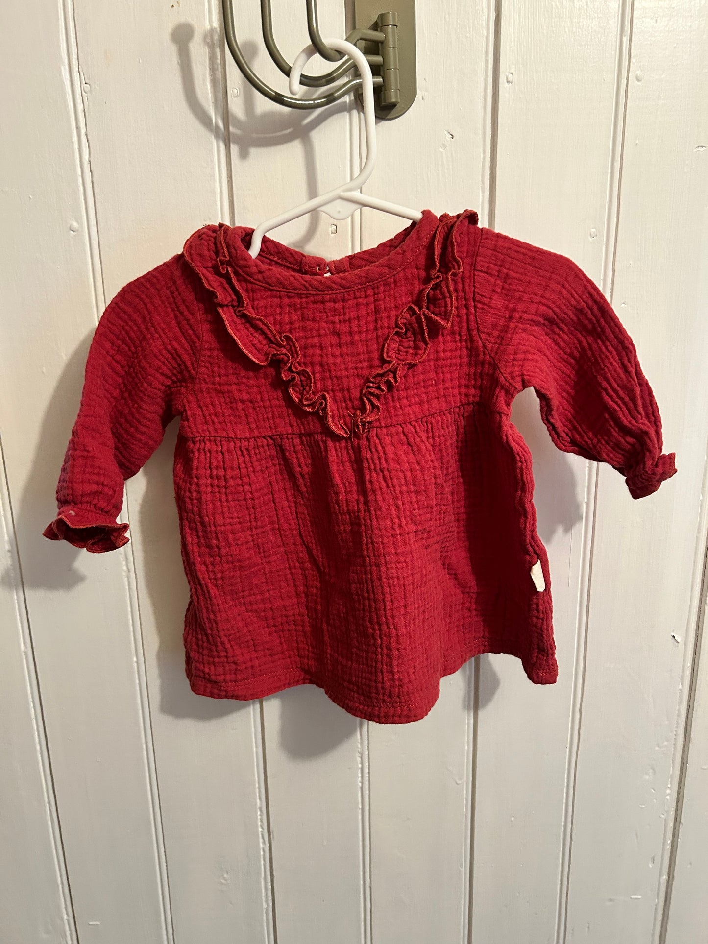 Rabbit & bear 3/6m burgundy ruffle dress