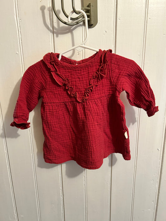 Rabbit & bear 3/6m burgundy ruffle dress