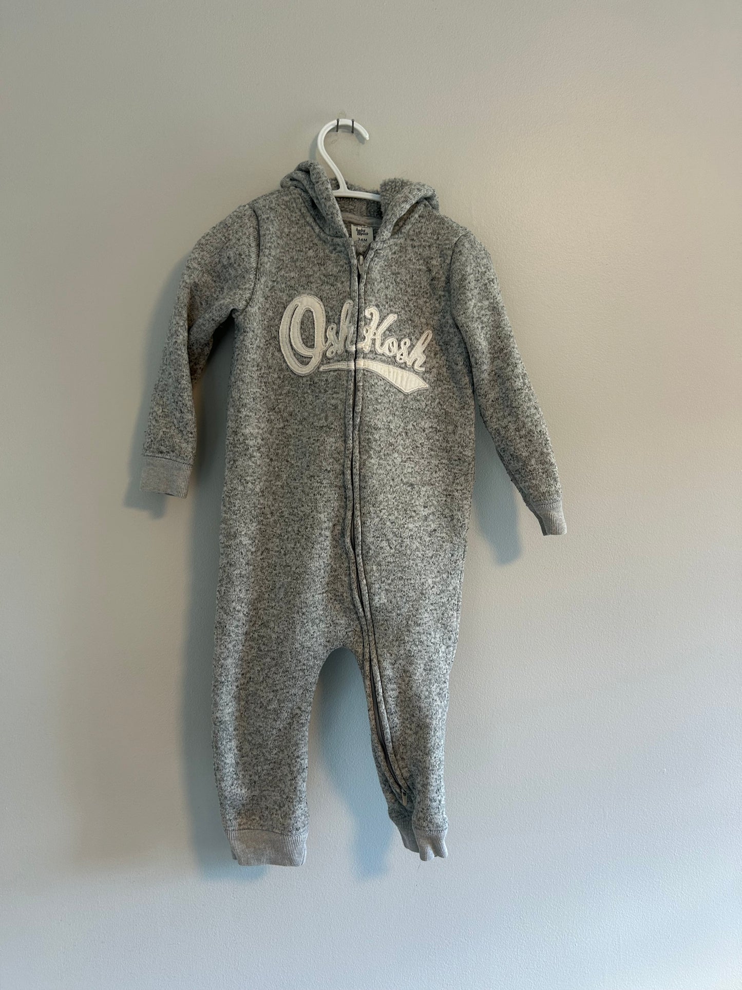 Oshkosh 24m grey fleece sweater romper