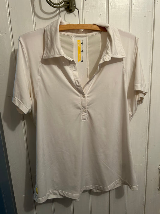 Lole xl white mesh back polo top