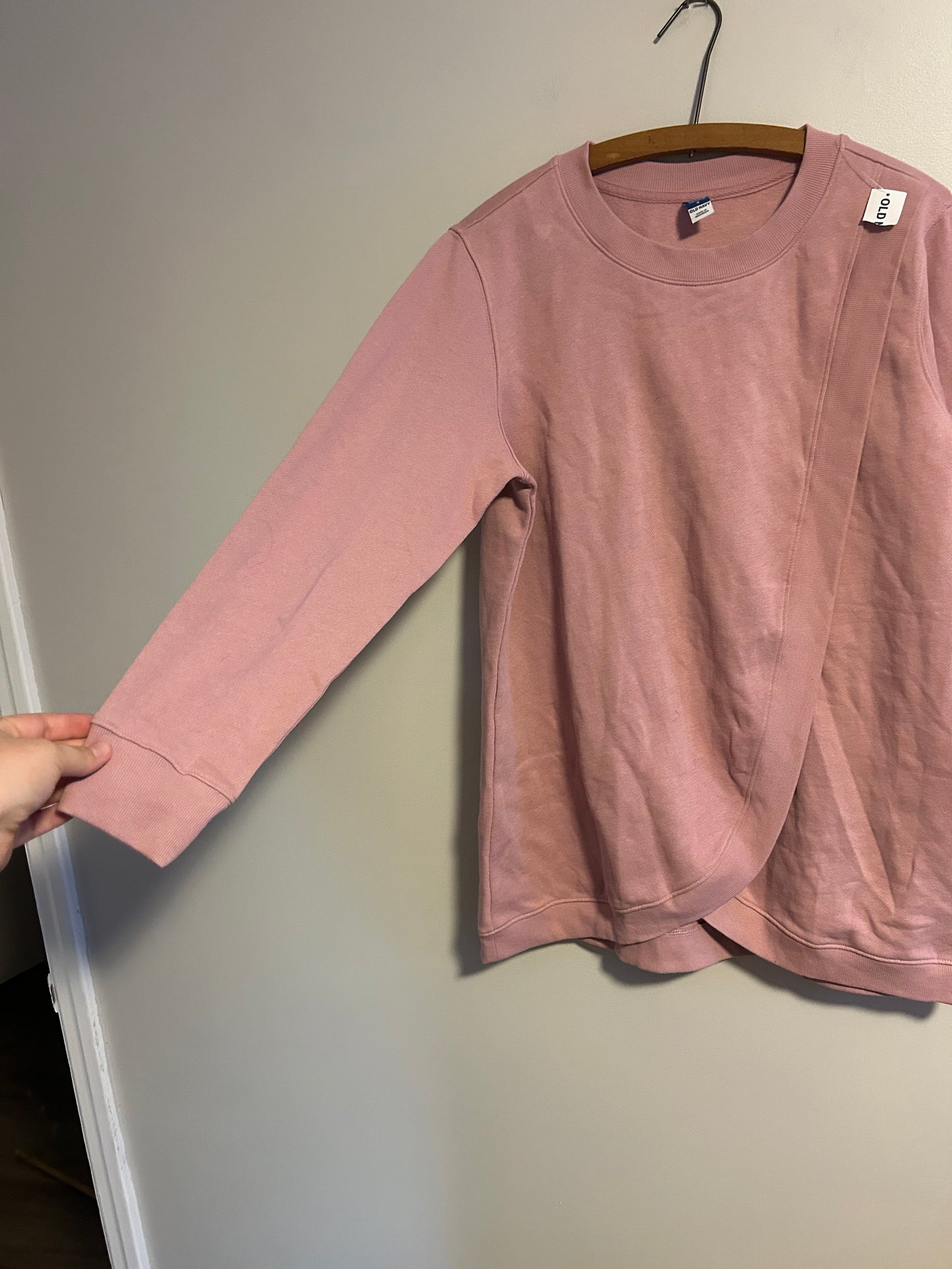 NEW old navy large maternity pink open swoop sweater