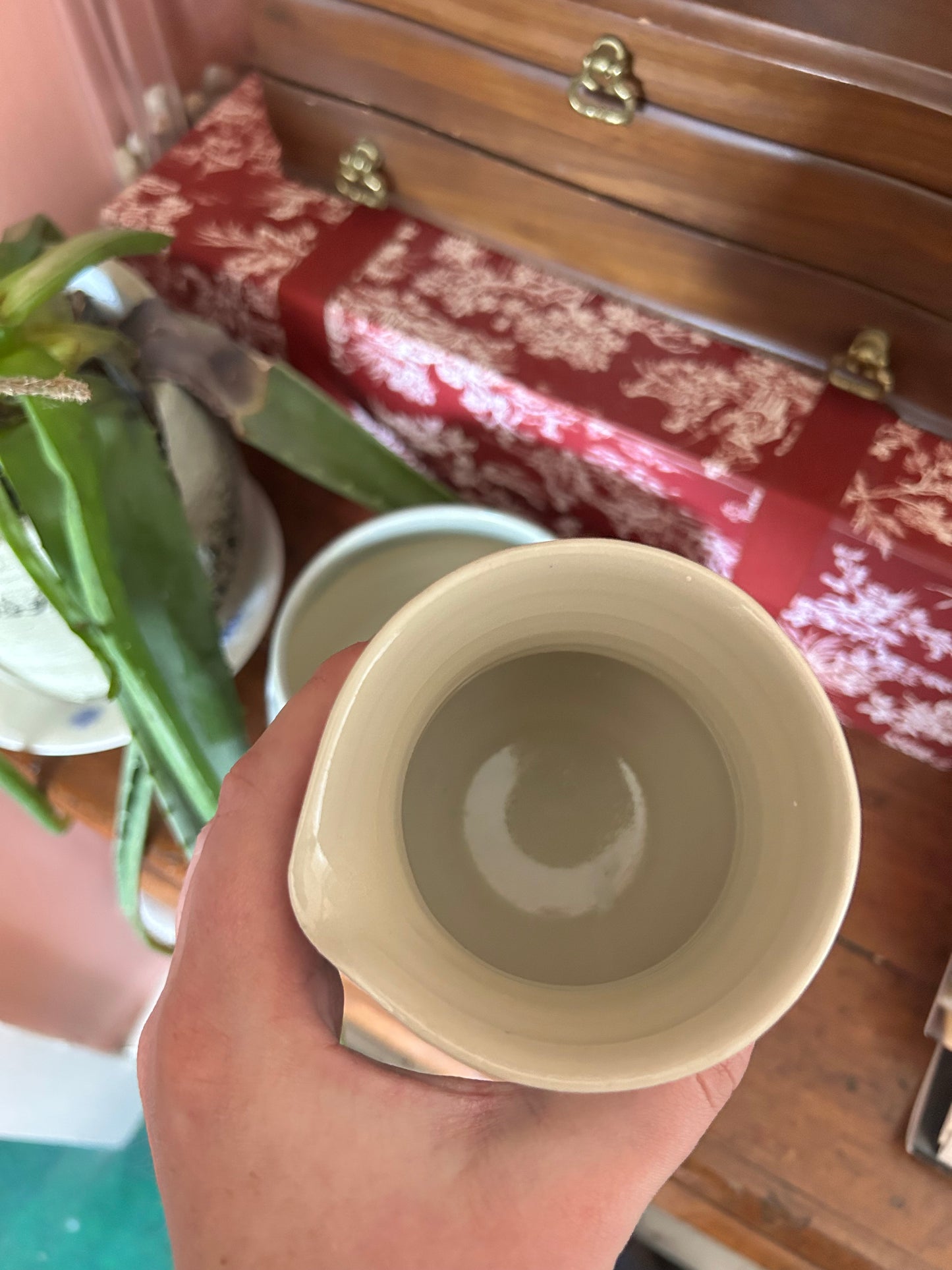 Blue & green serving bowl & pour cup