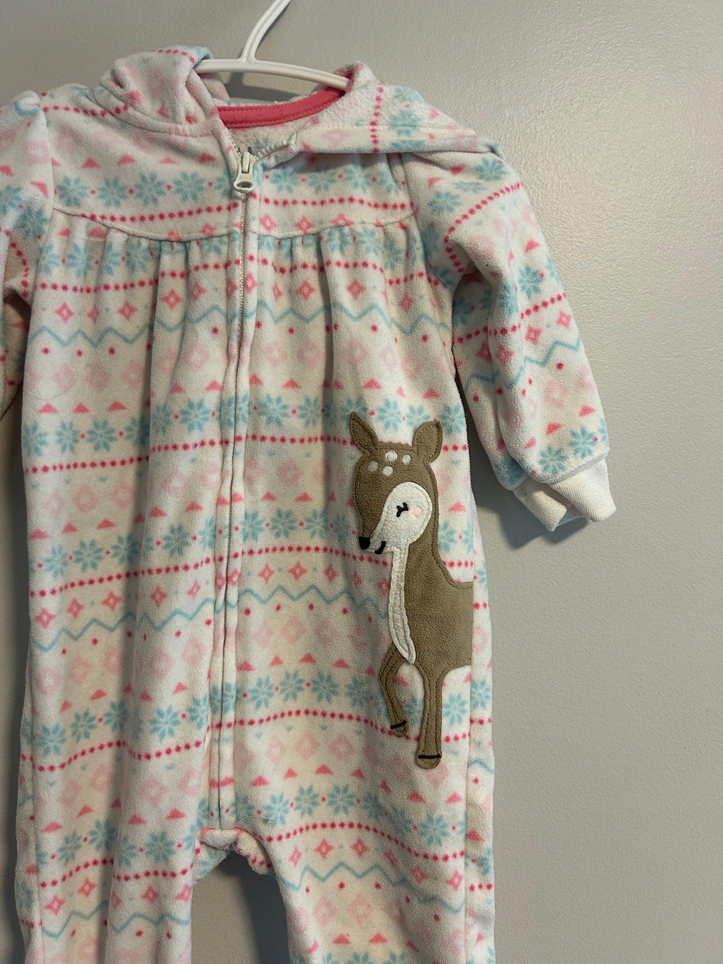 Carters 12m pink & blue Aztec fleece sweater romper