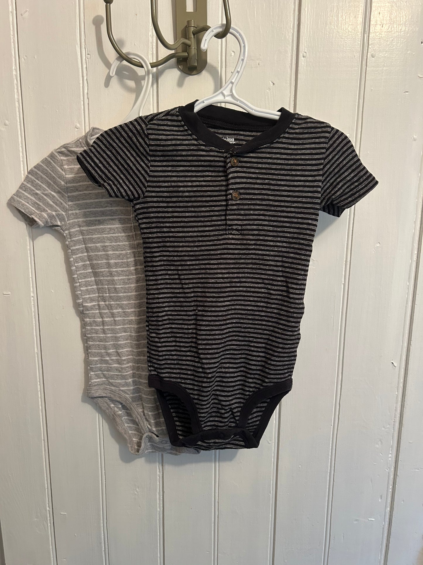 Carters 24m grey & black striped onesie