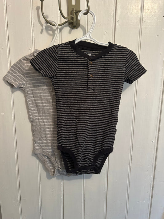 Carters 24m grey & black striped onesie