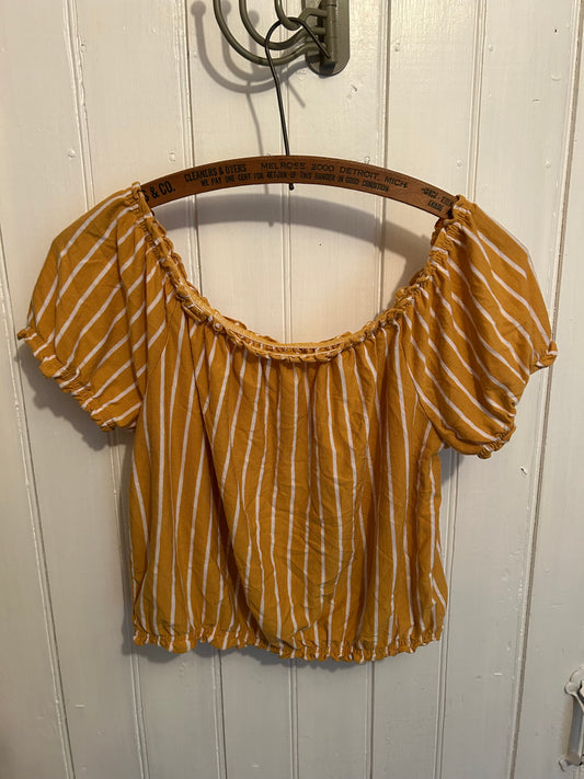 American eagle small yellow striped top