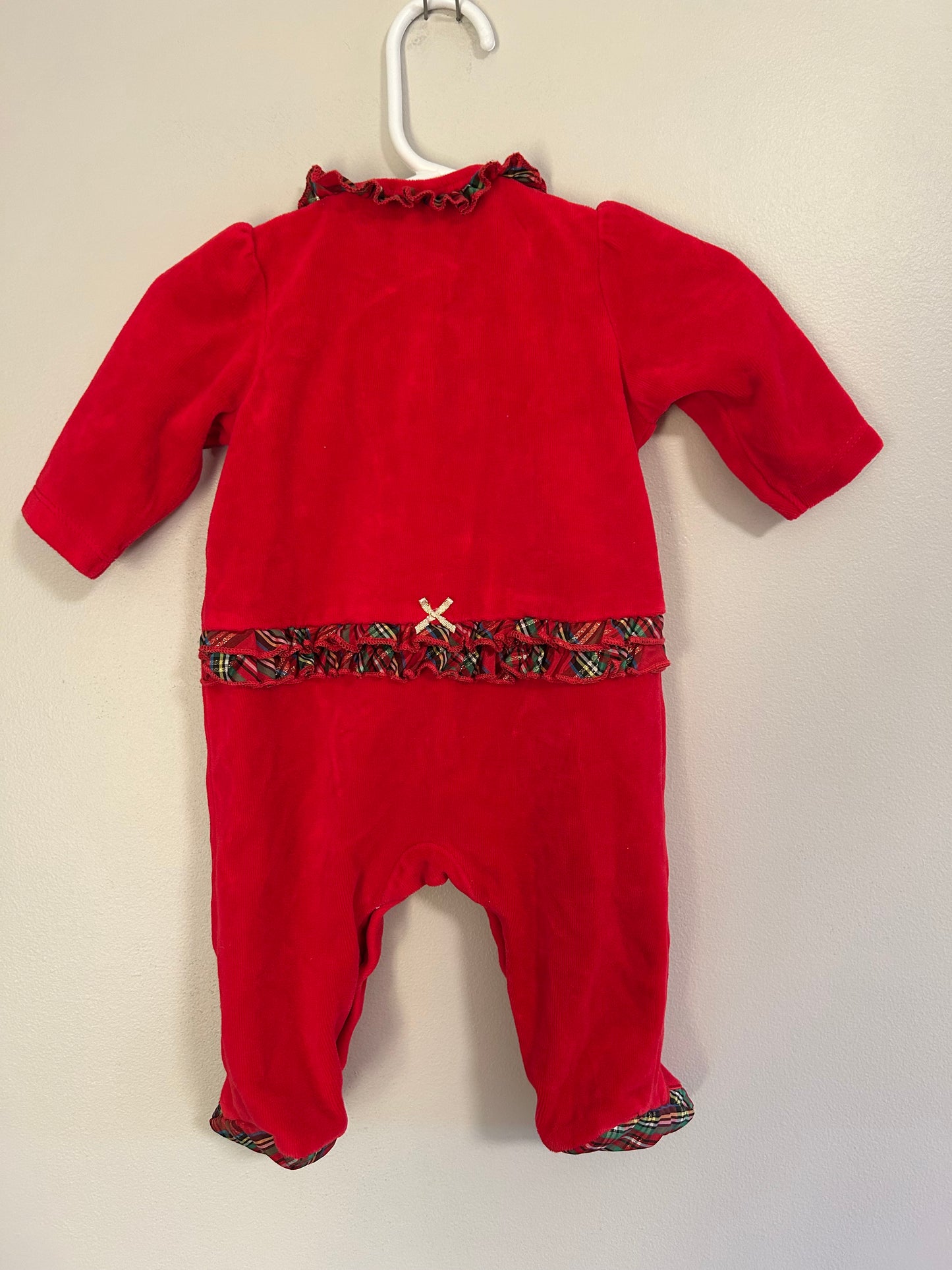 Little me 3m red first Christmas fleece sleeper