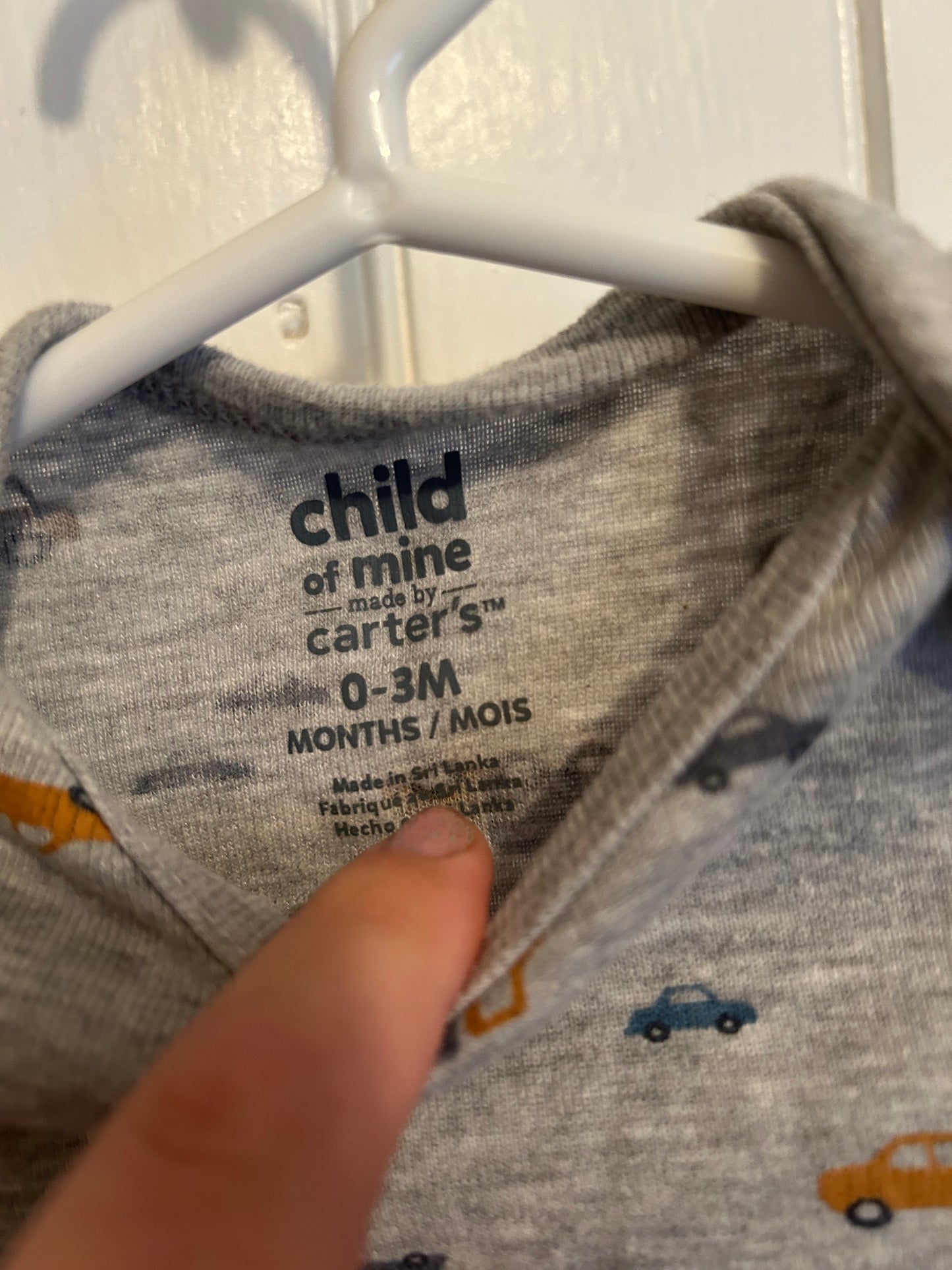 Carters 0/3m vehicle onesie