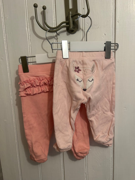 0/3m pink footed pants bundle