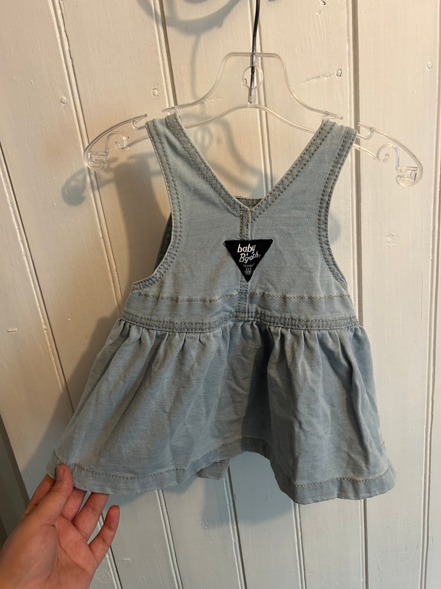 Oshkosh 6m light wash skirted overalls