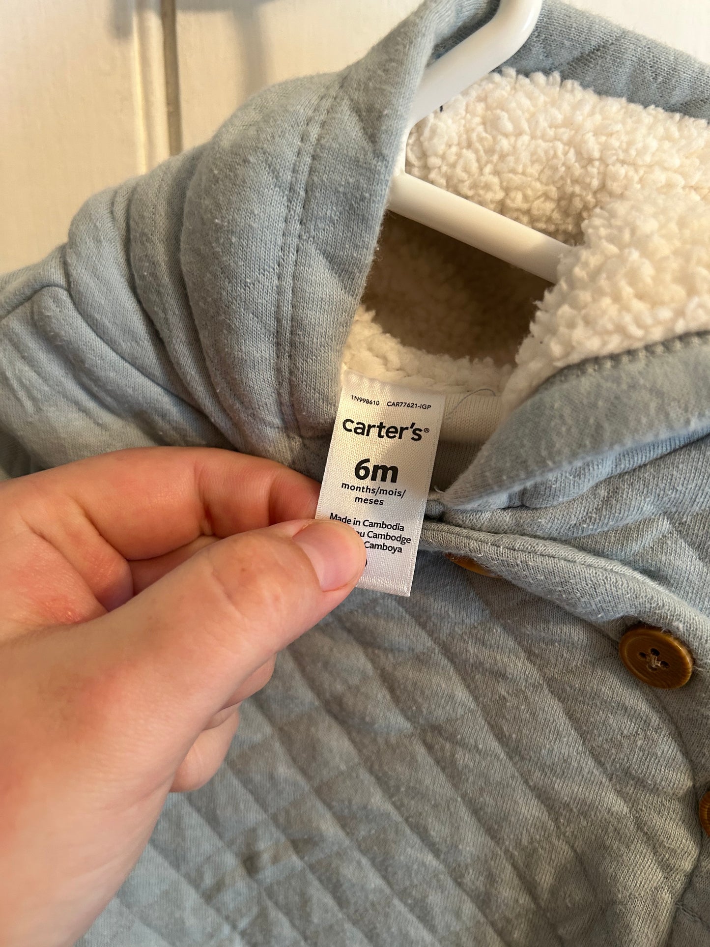 Carters 6m blue quilted bunting suit