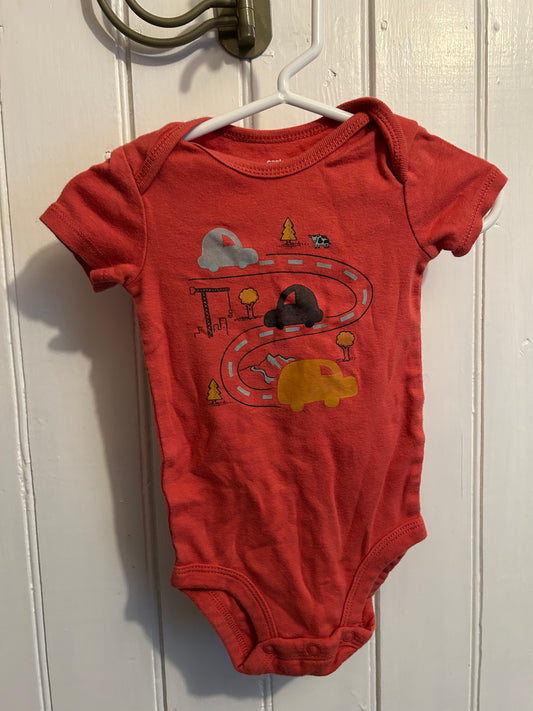 Carters 6m orange vehicle onesie