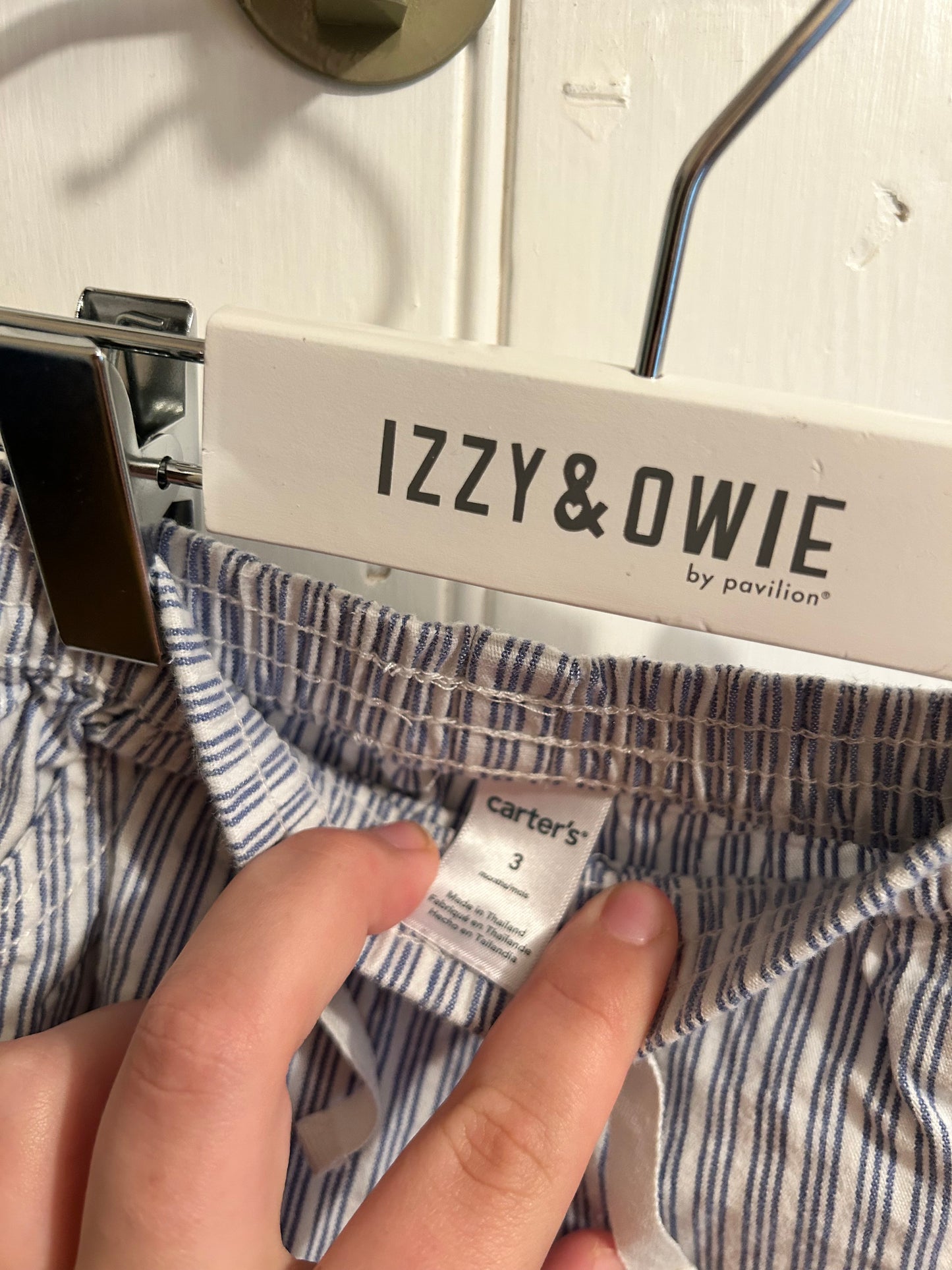 Carters 3m navy & white striped shorts