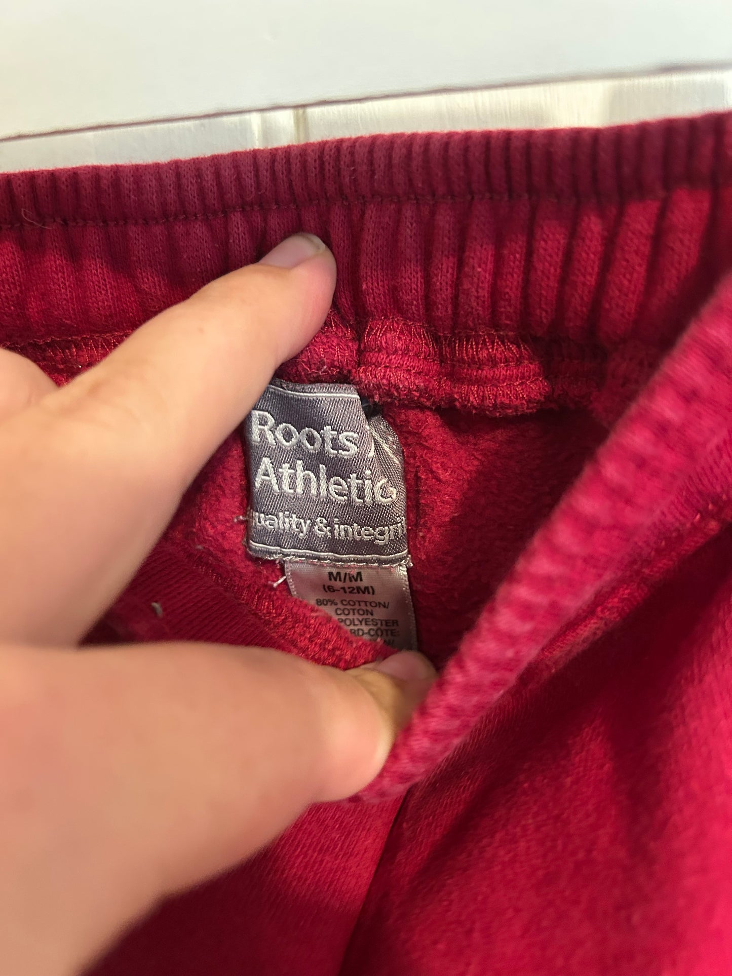 Roots 6/12m red wide leg joggers