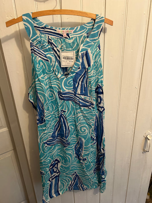 NEW Barbara Gerwit xl blue tropical dress