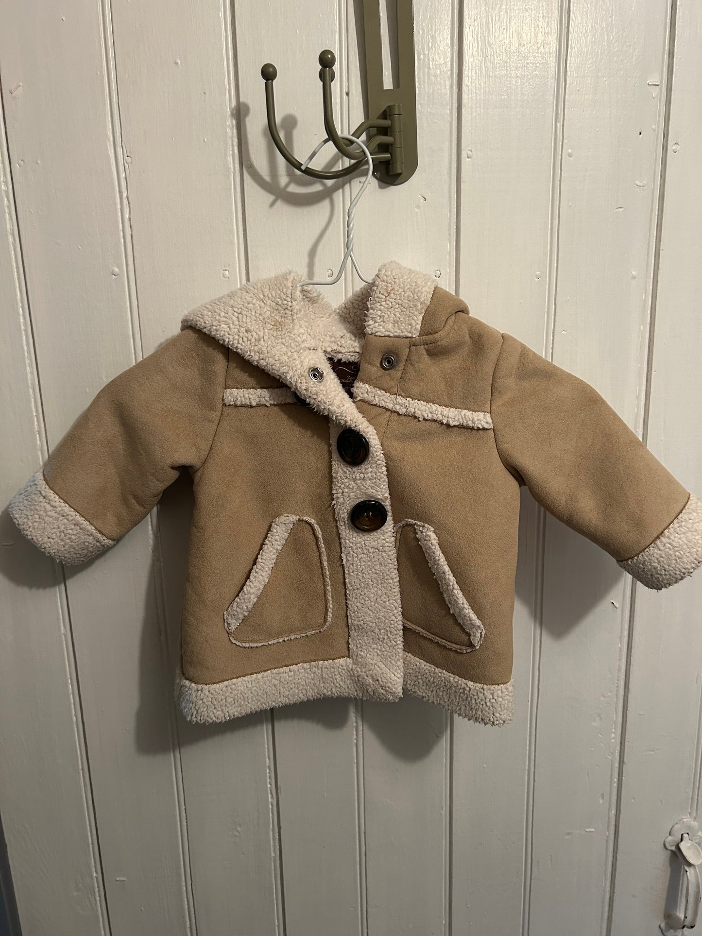 Old navy 6/12m tan Sherpa suede jacket