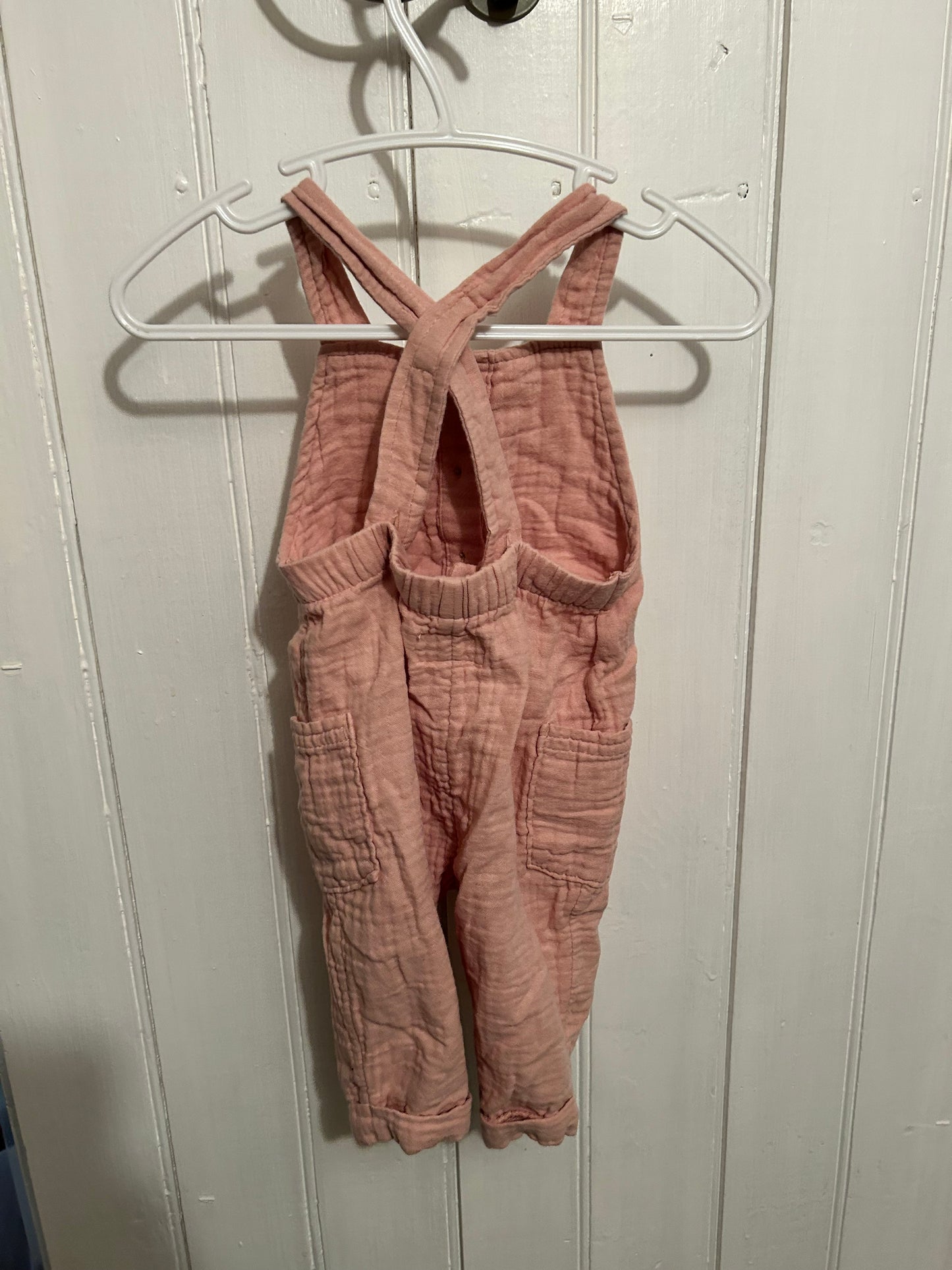 Little organics carters 3m pink muslin overalls