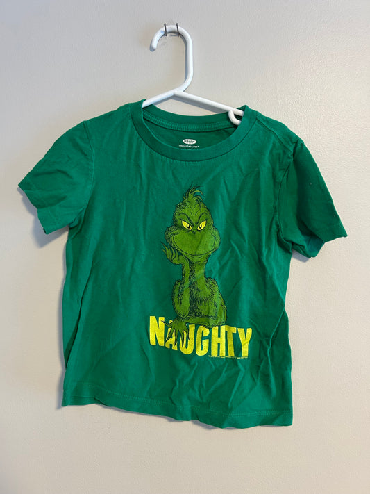 Old navy youth 5 green grinch naughty graphic T-shirt