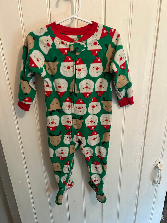 Carters 18m green Santa fleece sleeper
