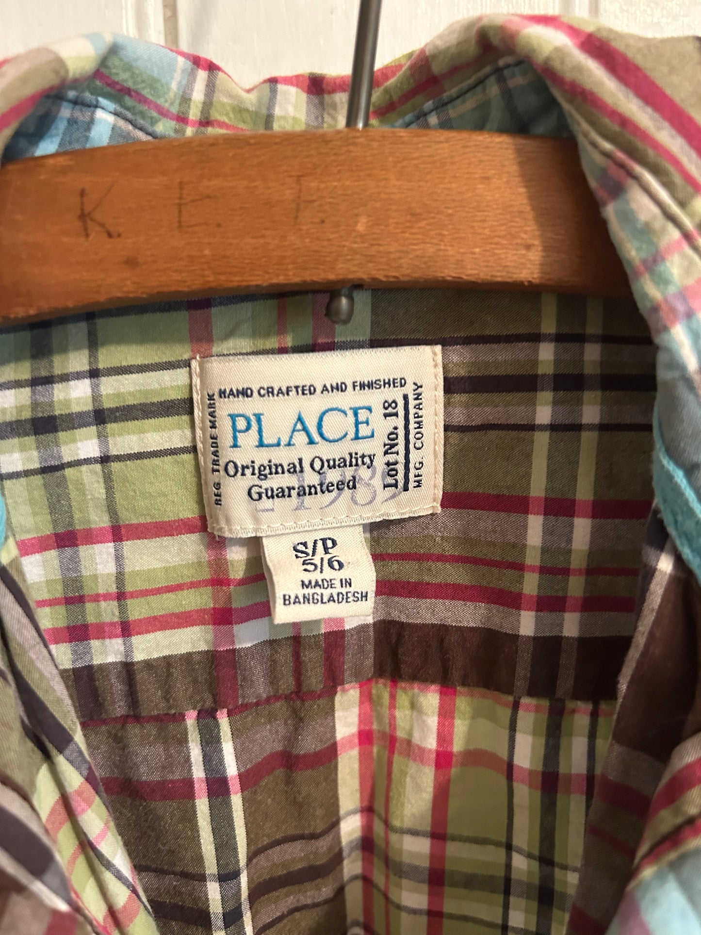 The children’s place 5/6 plaid shirt