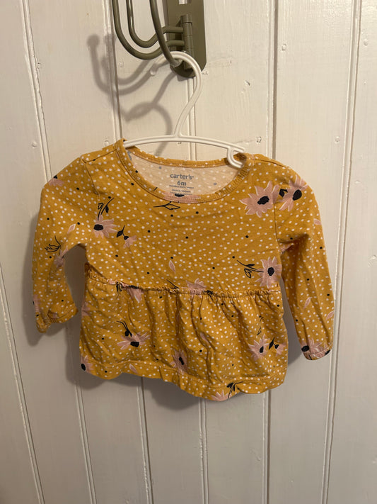 Carters 6m yellow polka dot floral peplum top