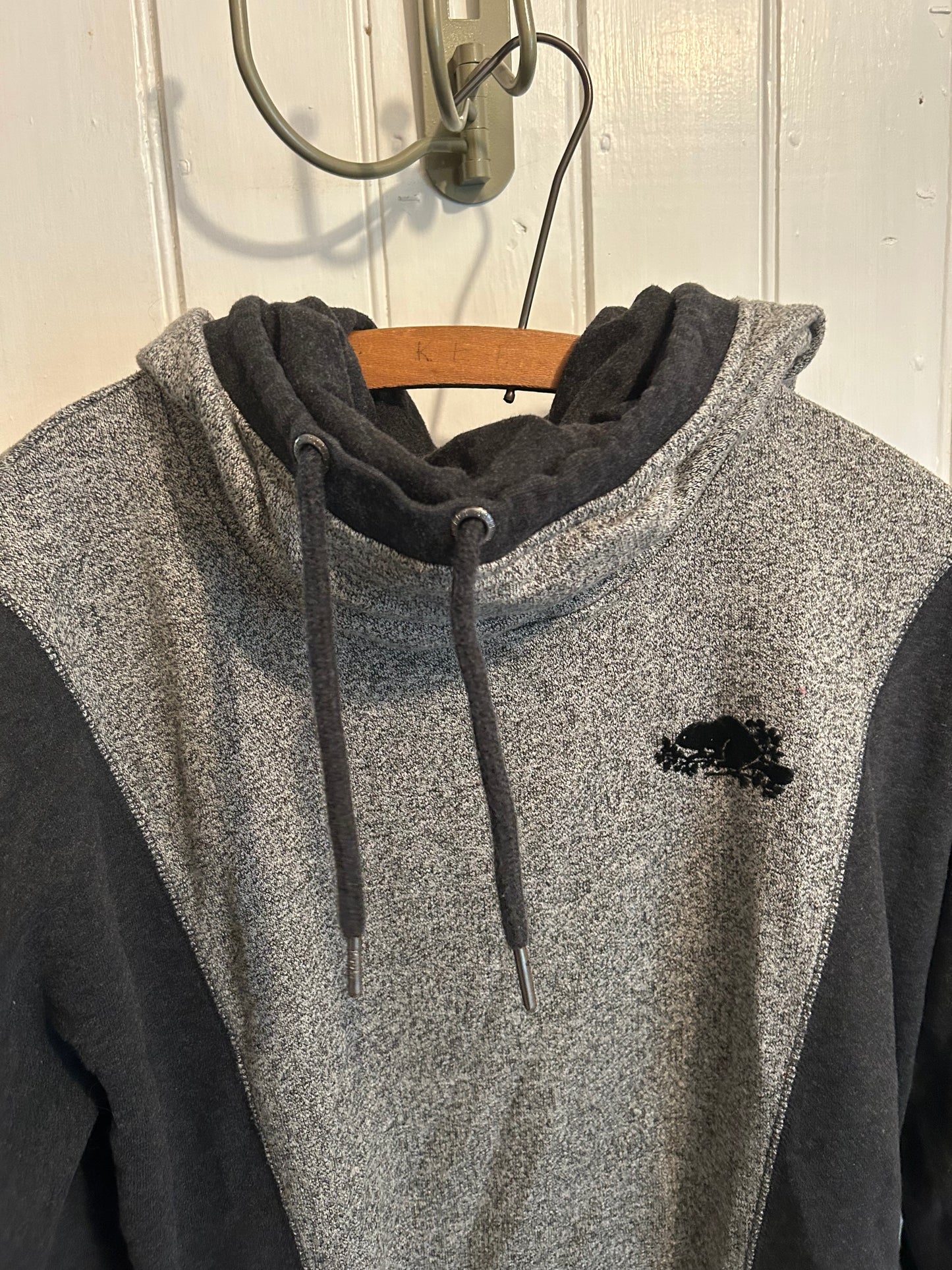 Roots medium grey & black cowl neck hoodie