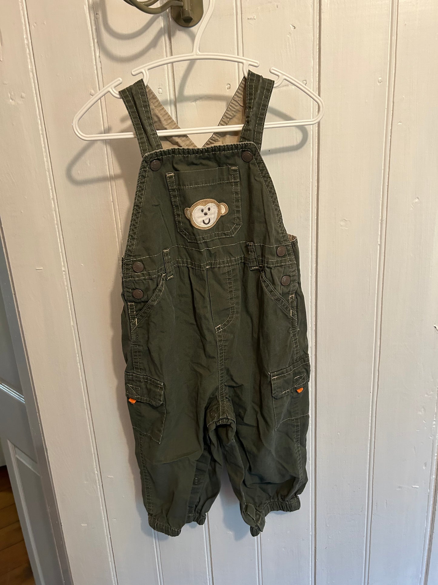 Carters 18m green monkey cargo overalls