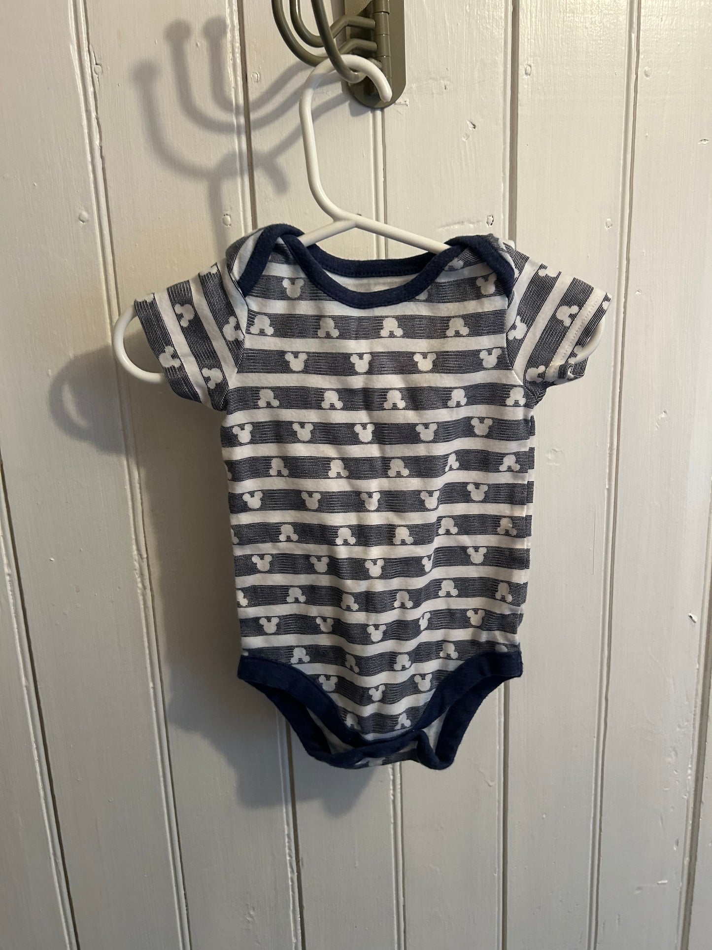 Disney 3/6m navy striped Mickey onesie