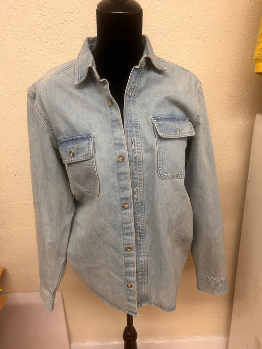 NEW old navy small light wash denim button up shirt