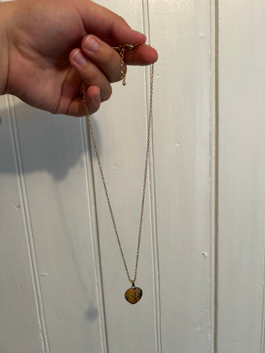 Handmade brown heart gemstone necklace