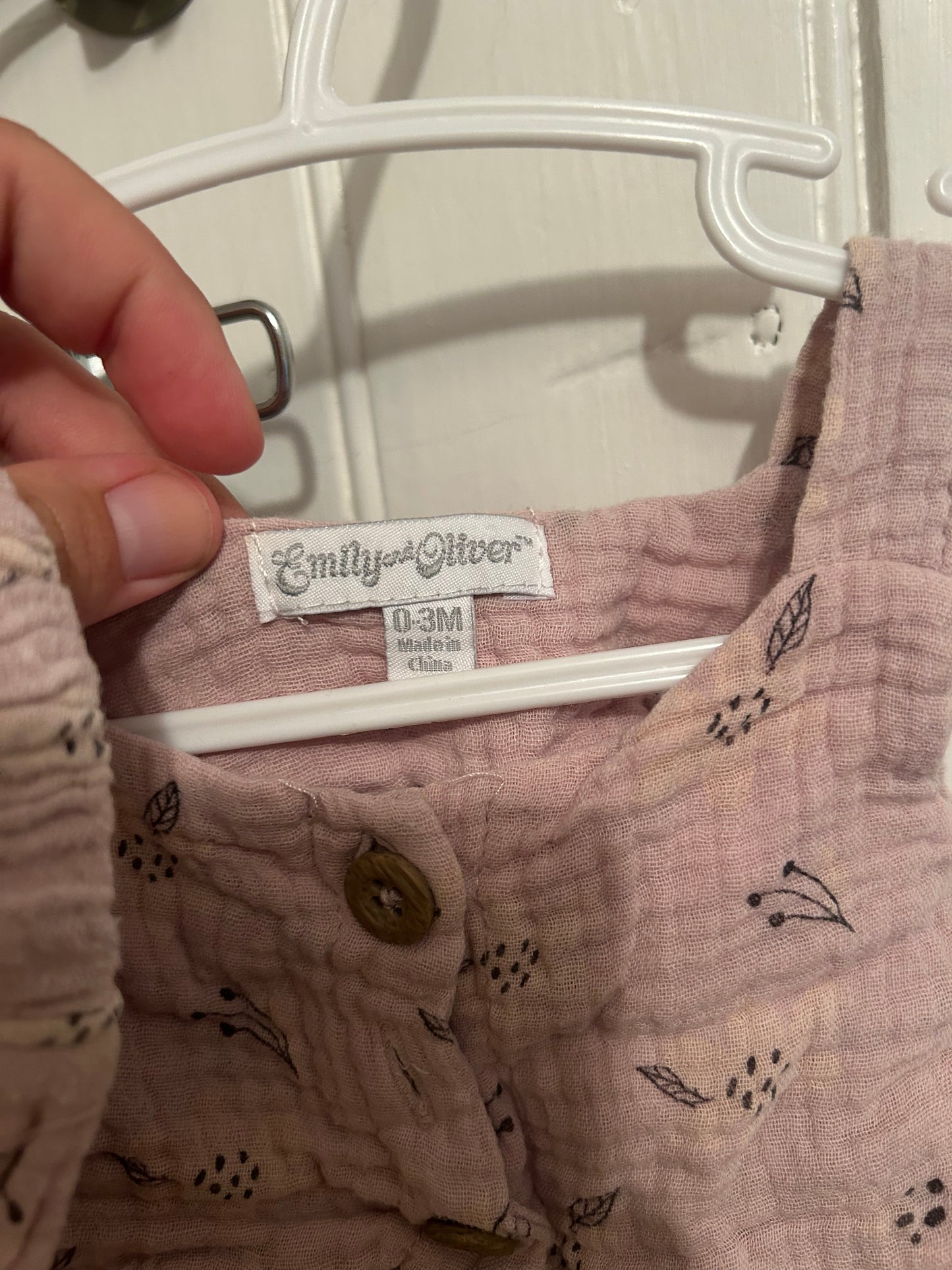 Emily & Oliver 0/3m purple floral top & short set