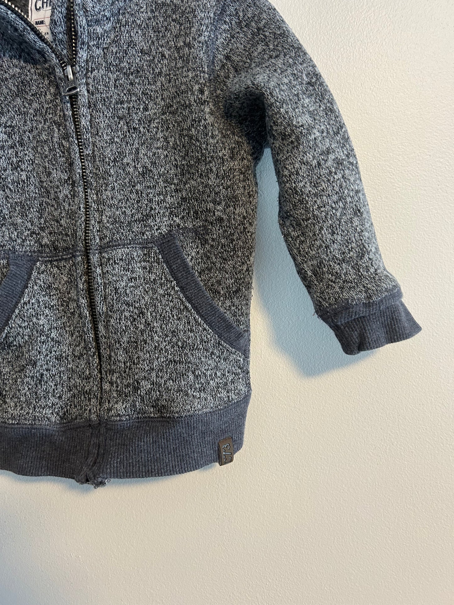 Cherokee 2/3t grey zip up sweater