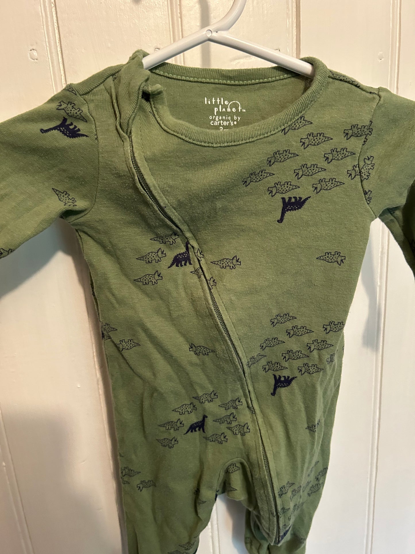 Little planet carters 3m green Dino zip up sleeper