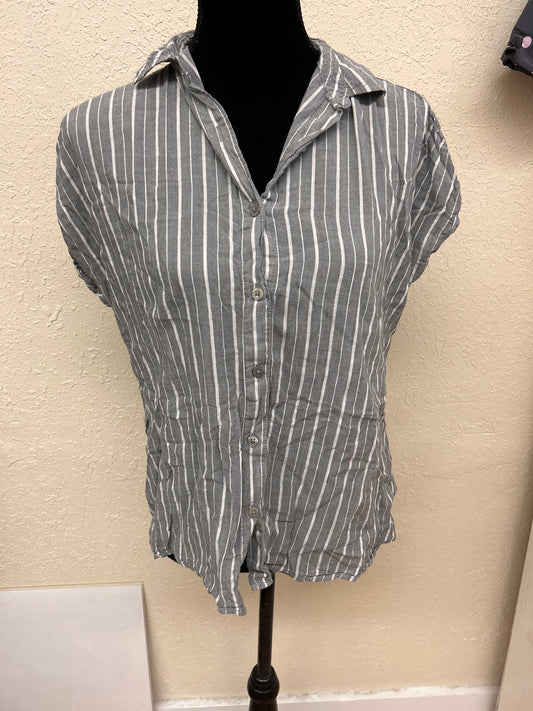 George xs grey striped button up shirt