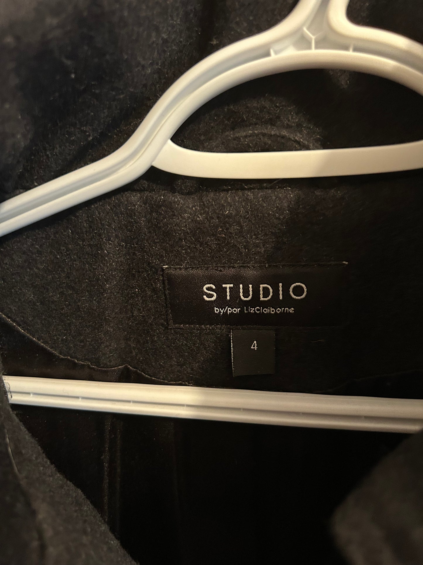 Studio by Liz Claiborne 4 black felt pea coat