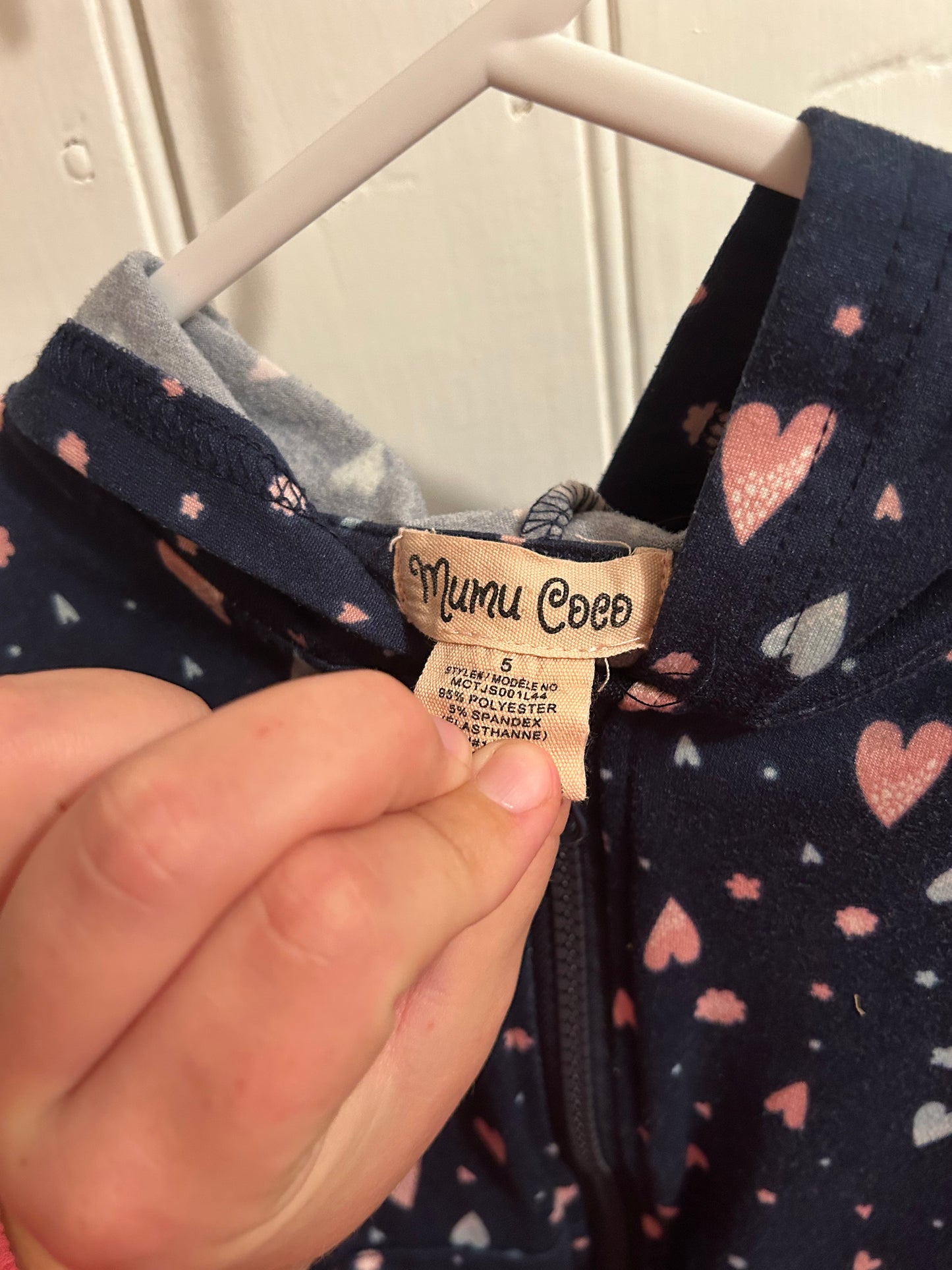 Mumu coco 5 blue & pink heart zip up hoodie