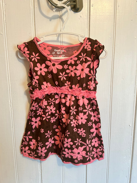 Oshkosh 4t brown & pink floral tshirt