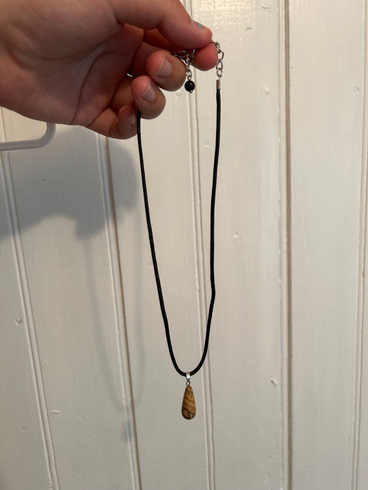 Handmade tan teardrop gemstone necklace
